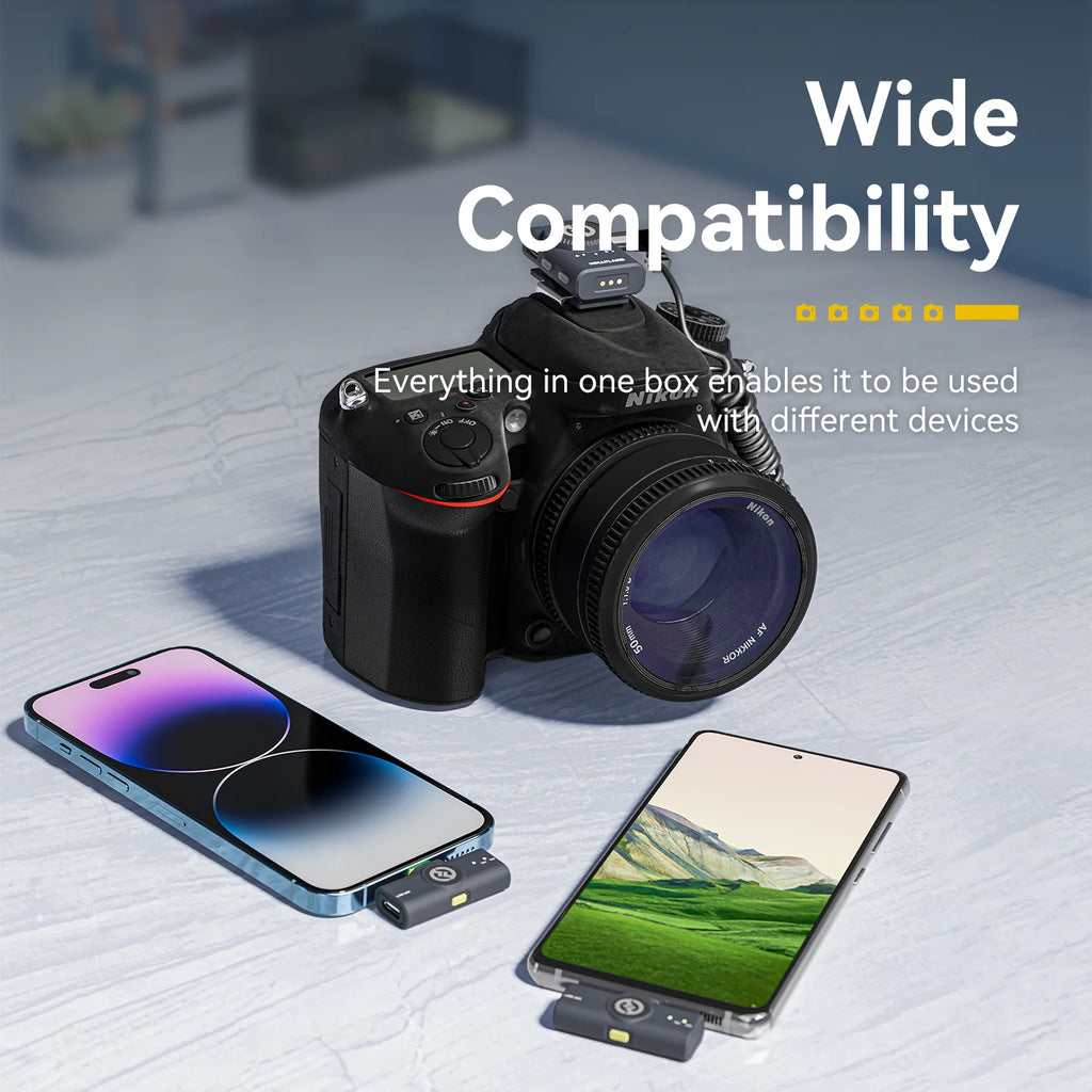 Lark M2 Wireless Lavalier Microphone for Iphone Camera 300M Range Noise Cancellation 30H Battery for Photography Vlog