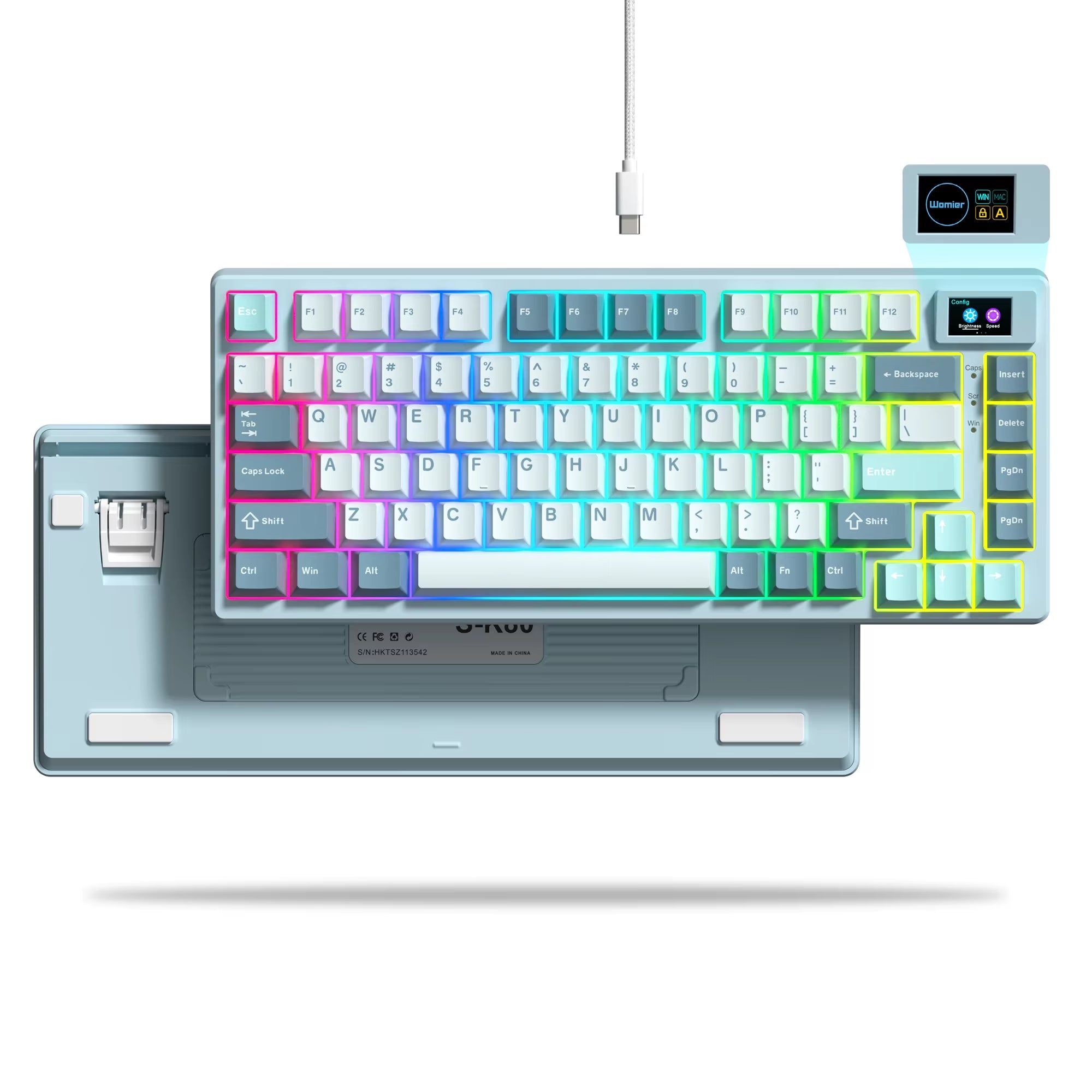 S-K80 Mechanical Gaming Keyboard - 75% Layout with Color OLED Display, Hot-Swap Capability, Gasket Mount Design, and RGB Customization