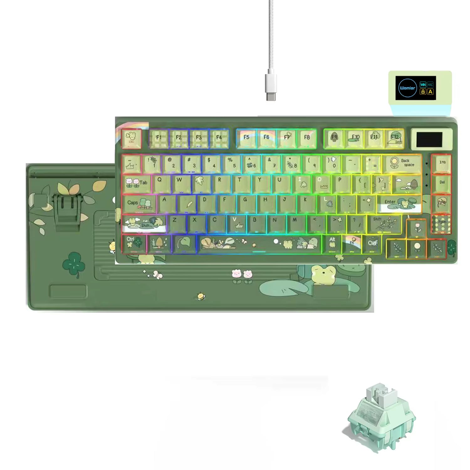 S-K80 Mechanical Gaming Keyboard - 75% Layout with Color OLED Display, Hot-Swap Capability, Gasket Mount Design, and RGB Customization