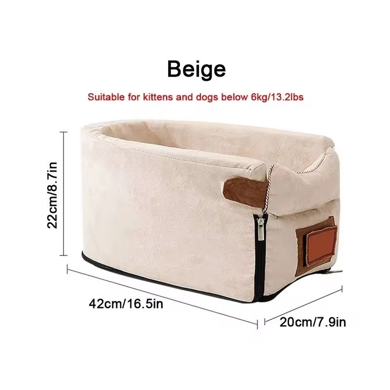 Portable Dog Car Seat Bed and Carrier for Small Dogs and Cats - Safety Travel Accessory
