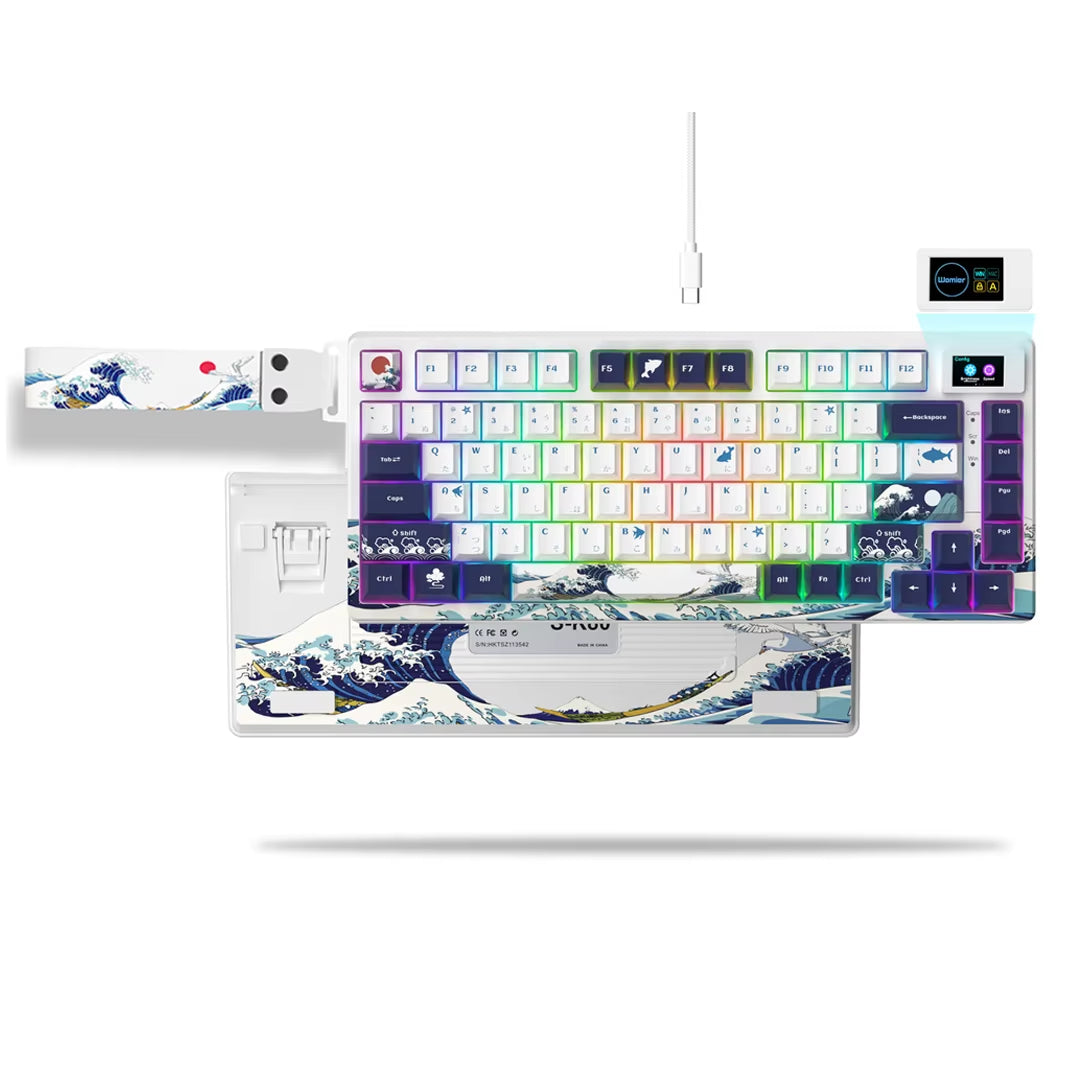S-K80 Mechanical Gaming Keyboard - 75% Layout with Color OLED Display, Hot-Swap Capability, Gasket Mount Design, and RGB Customization