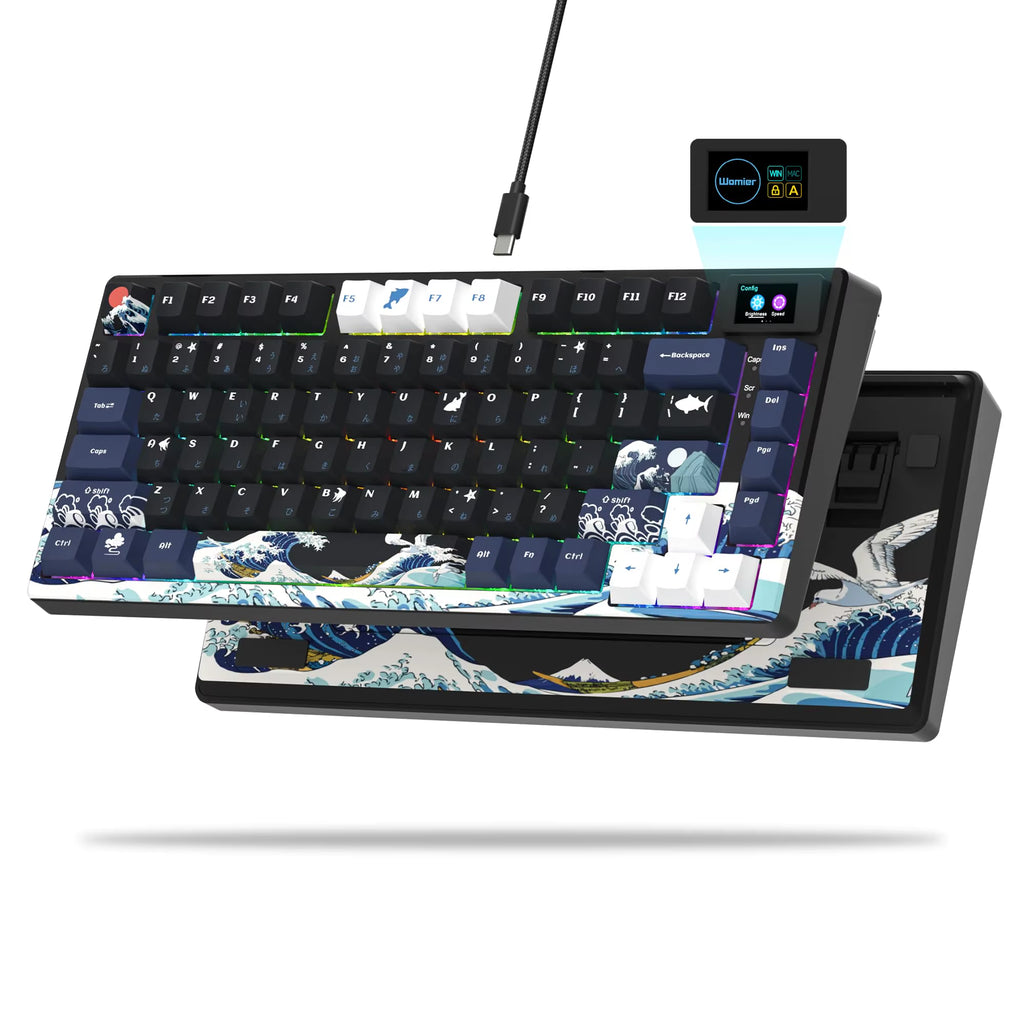 S-K80 Mechanical Gaming Keyboard - 75% Layout with Color OLED Display, Hot-Swap Capability, Gasket Mount Design, and RGB Customization