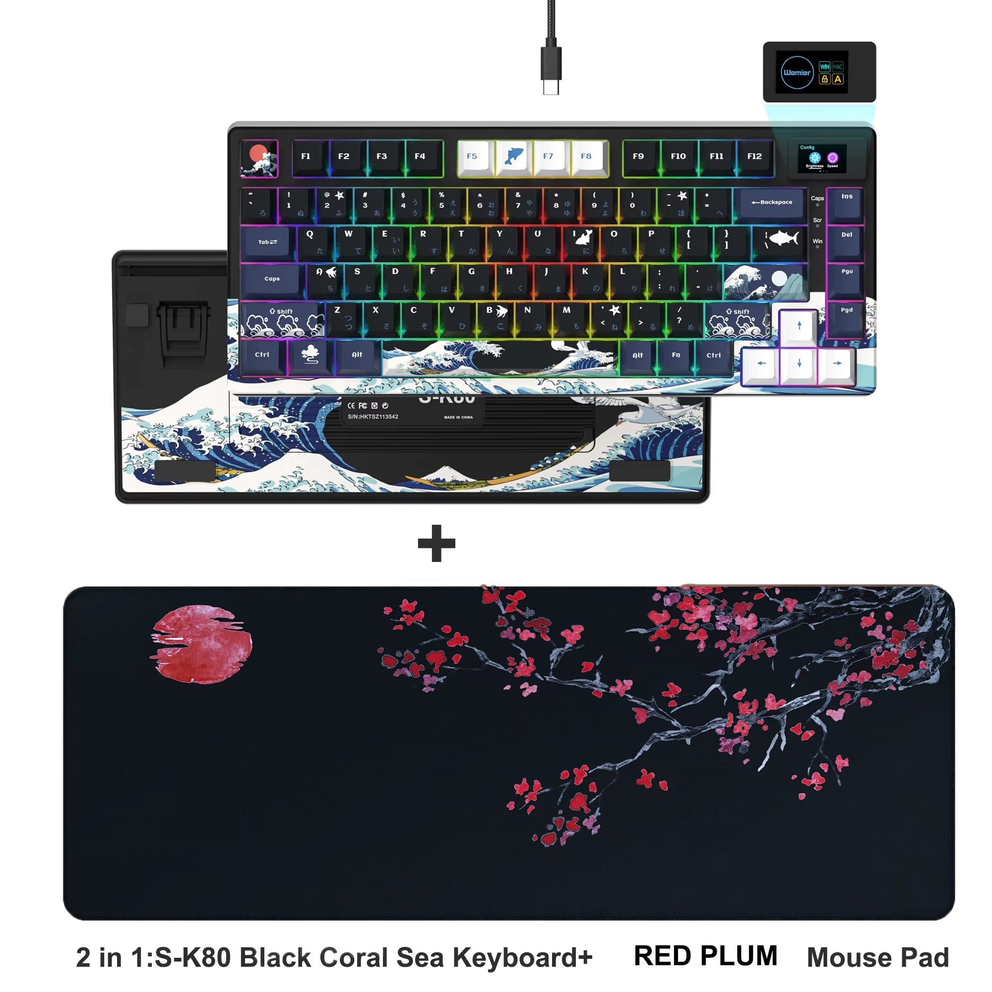 S-K80 Mechanical Gaming Keyboard - 75% Layout with Color OLED Display, Hot-Swap Capability, Gasket Mount Design, and RGB Customization