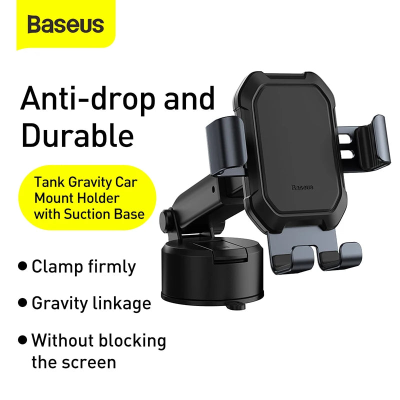 Baseus Adjustable Gravity Car Phone Holder with Suction Cup Mount for iPhone 13/12 Pro and Xiaomi POCO