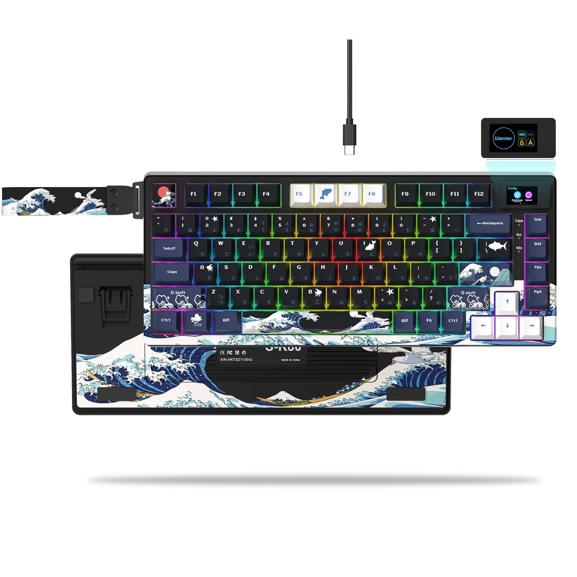 S-K80 Mechanical Gaming Keyboard - 75% Layout with Color OLED Display, Hot-Swap Capability, Gasket Mount Design, and RGB Customization