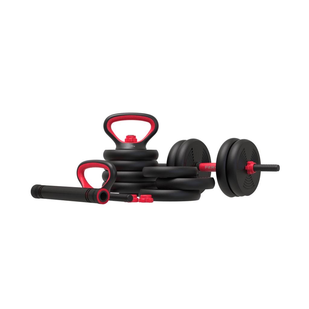 Smartbell Gym, 60 Lbs. 4-In-1 Adjustable Interchangeable Dumbbell, Barbell, and Kettlebell Weight Set, Black
